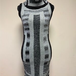 RACHEL Rachel Roy Black and Gray Knit Dress